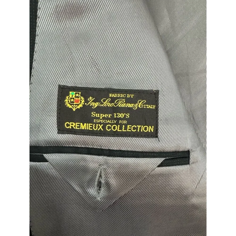 Cremieux Loro Piana Super 130's Wool Black Blazer‎ Sport coat Jacket Size 48L